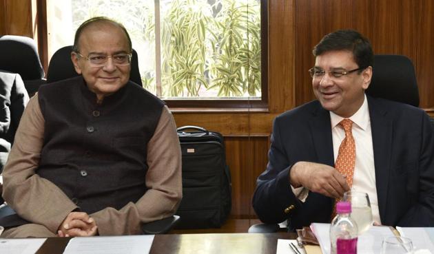 Finance minister Arun Jaitley and RBI governor Urjit Patel at the post-Budget RBI Board Meeting in New Delhi. (Mohd Zakir/HT PHOTO) Finance minister Arun Jaitley and RBI governor Urjit Patel at the post-Budget RBI Board Meeting in New Delhi. (Mohd Zakir/HT PHOTO)