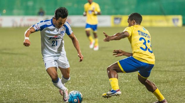 Action during the I-League match between Mumbai FC and Bengaluru FC in Mumbai on Saturday.