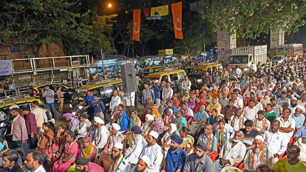 People during the Congress rally for the upcoming BMC elections. (Pratik Chorge/HT PHOTO) 