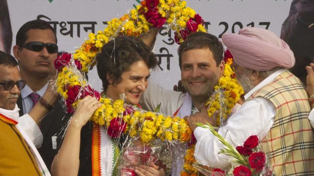 Congress party vice-president Rahul Gandhi with his sister Priyanka Gandhi Vadra at an election campaign rally in Rae Barelli, Uttar Pradesh, on February 16, 2017. This was the first time Priyanka campaigned for the party this poll season. (AP Photo) Congress party vice-president Rahul Gandhi with his sister Priyanka Gandhi Vadra at an election campaign rally in Rae Barelli, Uttar Pradesh, on February 16, 2017. This was the first time Priyanka campaigned for the party this poll season. (AP Photo)