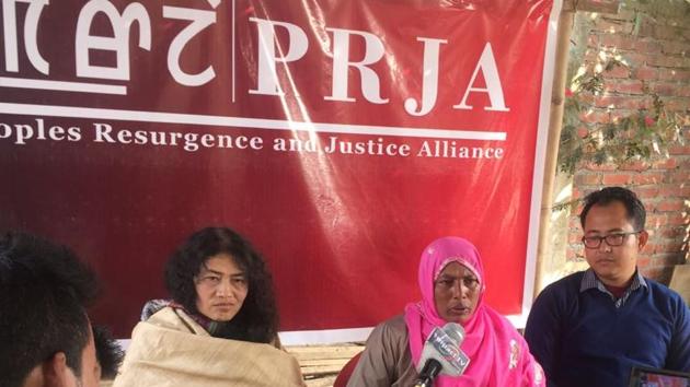 Rights activist Irom Sharmila (first from left) is contesting Manipur assembly election as a candidate of her newly-formed party PRJA. (Rahul Karmakar / HT Photo) Rights activist Irom Sharmila (first from left) is contesting Manipur assembly election as a candidate of her newly-formed party PRJA. (Rahul Karmakar / HT Photo)