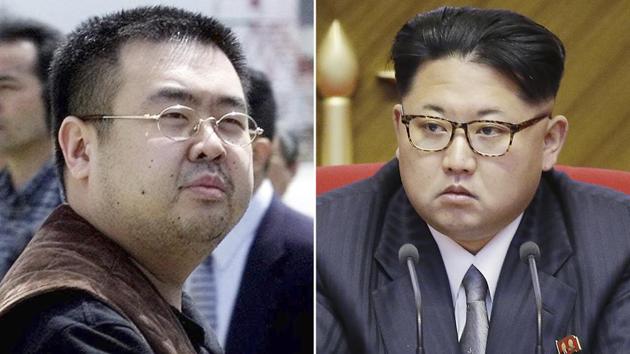 This combination of file photo shows Kim Jong Nam (left), the exiled half-brother of North Korea leader Kim Jong Un, in Narita, Japan, and North Korean leader Kim Jong Un in Pyongyang.(AP)
