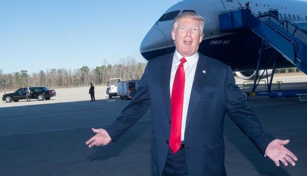 US President Donald Trump speaks to the press in front of a Boeing 787-10 Dreamliner during its unveiling in North Charleston, South Carolina, on February 17. (AFP Photo) US President Donald Trump speaks to the press in front of a Boeing 787-10 Dreamliner during its unveiling in North Charleston, South Carolina, on February 17. (AFP Photo)