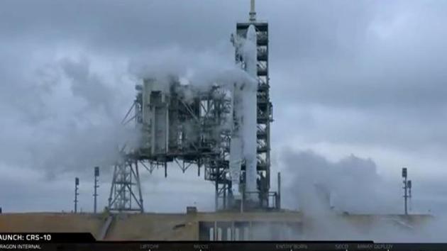 A SpaceX Falcon rocket blasted off Sunday morning from Kennedy Space Center’s Launch Complex 39A.(Screengrab)
