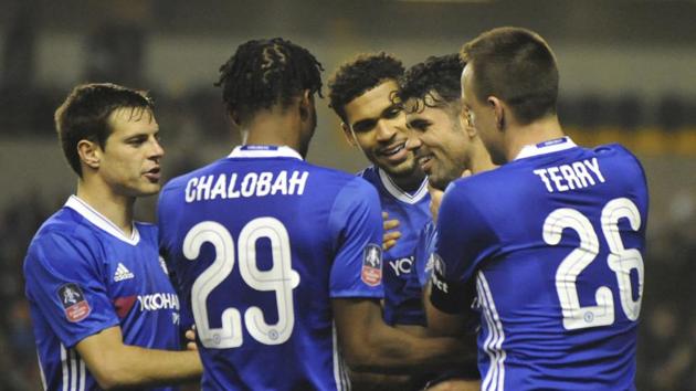 Chelsea F.C stayed on course for the double of the FA Cup and Premier League titles as they defeated Wolverhampton 2-0 in the FA Cup. (AP) Chelsea F.C stayed on course for the double of the FA Cup and Premier League titles as they defeated Wolverhampton 2-0 in the FA Cup. (AP)