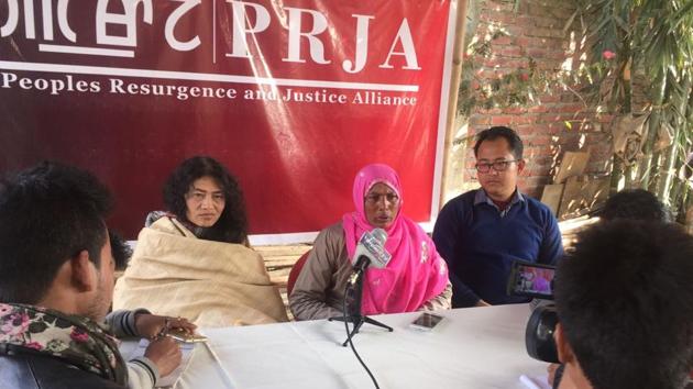 Activist Irom Sharmila and members of her party PRJA.(Rahul Karmakar/HT Photo) Activist Irom Sharmila and members of her party PRJA.(Rahul Karmakar/HT Photo)