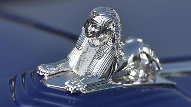 The Sphinx insignia of the Armstrong Siddeley vintage car. (Ravi Choudhary/HT PHOTO)