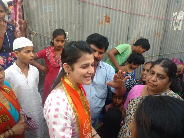 In the city’s first electoral ward, which is reserved for women, the Mumbai civic election battle for the corporator’s seat is between a Congress corporator and a Shiv Sena corporator’s wife while the candidate from the BJP waits in the fringe. (HT) In the city’s first electoral ward, which is reserved for women, the Mumbai civic election battle for the corporator’s seat is between a Congress corporator and a Shiv Sena corporator’s wife while the candidate from the BJP waits in the fringe. (HT)