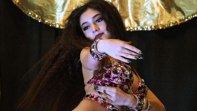 Belly Dancer Kristina Mnoyan of Russia competes in the Taxsim category of the 2017 ‘Belly Dancer of the Universe Competition’ in Long Beach. (Mark RALSTON / AFP) Belly Dancer Kristina Mnoyan of Russia competes in the Taxsim category of the 2017 ‘Belly Dancer of the Universe Competition’ in Long Beach. (Mark RALSTON / AFP)