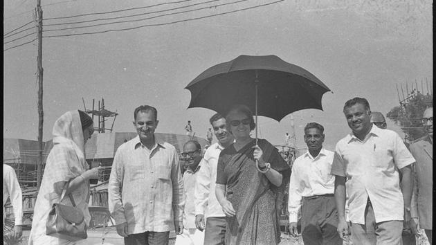 In this photo taken on 15 September 1972 shows Former Prime Minister of India arriving at an exhibition at Mathura Road. The IECC, a flagship project of India Trade Promotion Organisation under the commerce ministry, is likely to open with G20 Summit in early 2019. (Babu Ram/HT File Photo)