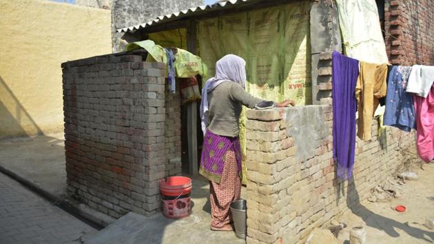 A villager points to the spot from where the 25-year-old was allegedly peeping into the house. (Sakib Ali/HT Photo) A villager points to the spot from where the 25-year-old was allegedly peeping into the house. (Sakib Ali/HT Photo)