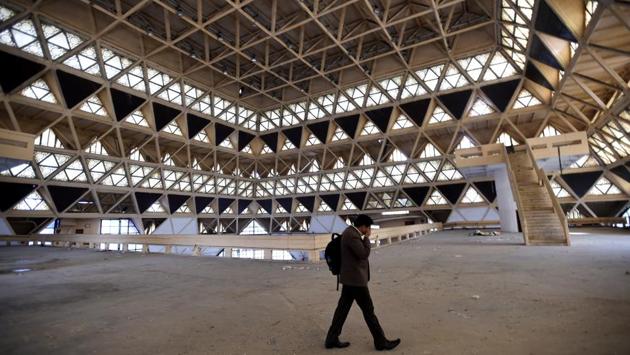 The convention centre will have a seating capacity of 7,000 in single format (3,000 pax Plenary Hall and 4,000 pax Functional Hall) fully equipped with facilities for country-to-country level international conferences and conventions. (Arvind Yadav/HT PHOTO)