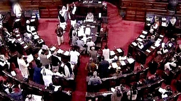 Members of Rajya Sabha during an ongoing session of parliament in New Delhi. Members of Rajya Sabha during an ongoing session of parliament in New Delhi.