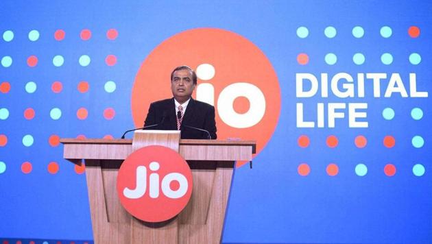 Reliance Industries Limited Chairman Mukesh Ambani speaks during a press briefing of Reliance Jio in Mumbai.(PTI)