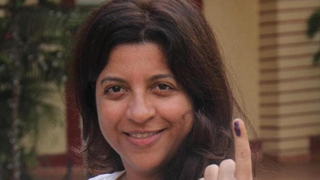 Filmmaker Zoya Akhtar at a booth at Mount Mary School in Bandra. (Pramod Thakur/HT PHOTO) 