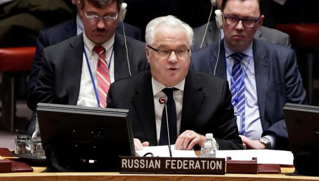 n this Thursday, Feb. 2, 2017, file photo, Russia's Ambassador to the U.N. Vitaly Churkin addresses a Security Council meeting at the United Nations. (AP File Photo) n this Thursday, Feb. 2, 2017, file photo, Russia's Ambassador to the U.N. Vitaly Churkin addresses a Security Council meeting at the United Nations. (AP File Photo)