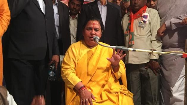 Uma Bharti, cabinet minister and Jhansi MP, is leading the BJP’s campaign in Bundelkhand.(Prashant Jha/HT Photo) Uma Bharti, cabinet minister and Jhansi MP, is leading the BJP’s campaign in Bundelkhand.(Prashant Jha/HT Photo)