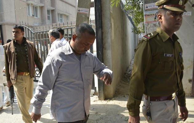 One of the convicted persons in the case at the Ghaziabad CBI court on Wednesday. (Sakib Ali/HT) One of the convicted persons in the case at the Ghaziabad CBI court on Wednesday. (Sakib Ali/HT)