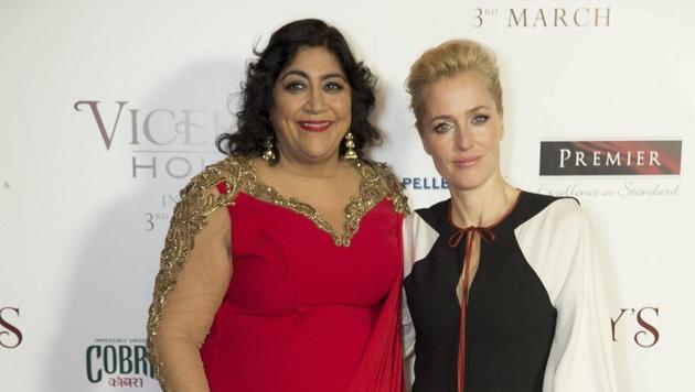 Gurinder Chadha, left, and Gillian Anderson of X-Files and Hannibal pose together. (AP)