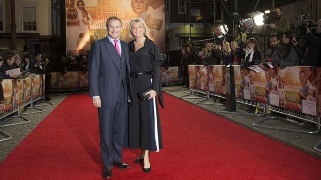 Actor Hugh Bonneville of Downton Abbey and wife Lulu Williams at the premiere. (Joel Ryan/Invision/AP)
