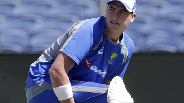 Australia's Matt Renshaw pads up to bat during a practice session. (AP)