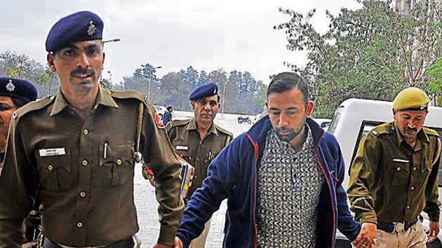 The accused, Harmehtab Singh Rarewala, alias Farid, being taken to court in Chandigarh. (HT File Photo) The accused, Harmehtab Singh Rarewala, alias Farid, being taken to court in Chandigarh. (HT File Photo)