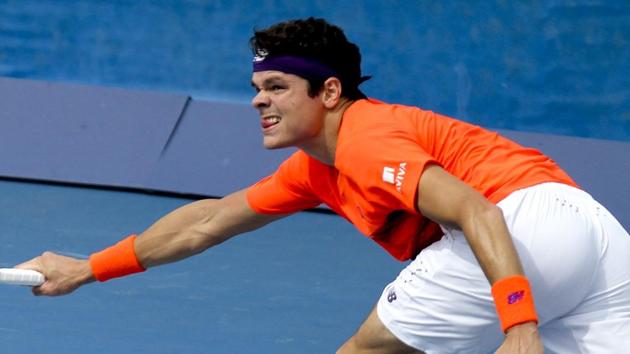 Milos Raonic in action against Borna Coric at the ATP Delray Beach Open. (AP) Milos Raonic in action against Borna Coric at the ATP Delray Beach Open. (AP)