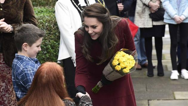 Britain's Catherine, Duchess of Cambridge, arrives at the Palm Suite, to visit MIST, a child and adolescent mental health project in Pontypool. (Rebecca Naden / REUTERS)