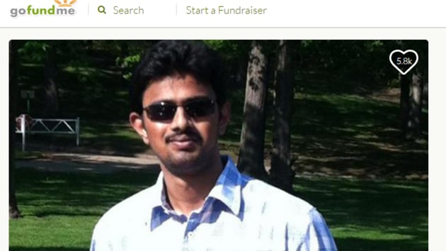 Screengrab of the GoFundMe page set up to help Srinivas Kuchibhotla’s family