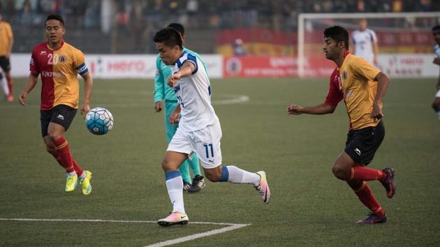 Bengaluru FC captain Sunil Chhetri in action against East Bengal in the I-League. (AIFF) Bengaluru FC captain Sunil Chhetri in action against East Bengal in the I-League. (AIFF)