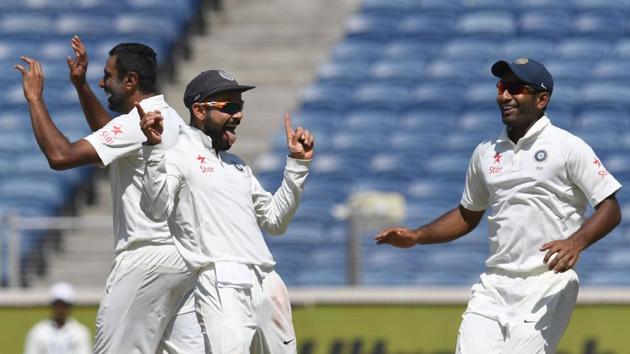 The Day 2 began well for India as R Ashwin dismissed Mitchell Starc in the first over itself. It helped Ashwin become the highest Indian wicket-taker in one home season. (AFP)