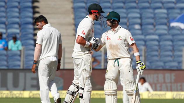 Steven Smith smashed a fifty and helped Australia’s lead near 300 as they ended day 2 on top against India in Pune on Friday.(BCCI)