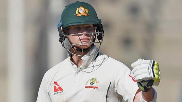 Australia batsman Steve Smith celebrates his half century during the 2nd day of the first test match against India.(PTI)