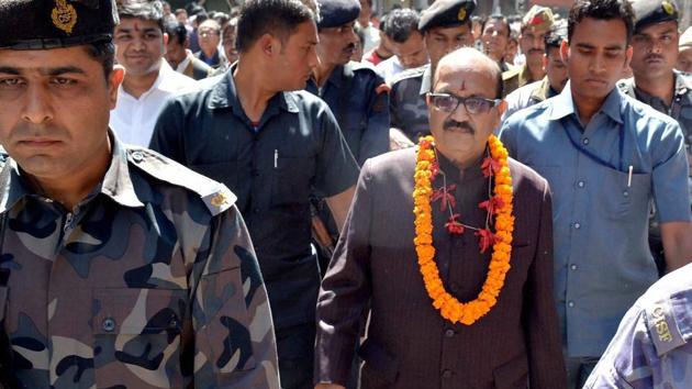 Amar Singh coming out after offering prayers at Kashi Vishwanath Temple in Varanasi on the occasion of Mahashivratri on Friday. (PTI) Amar Singh coming out after offering prayers at Kashi Vishwanath Temple in Varanasi on the occasion of Mahashivratri on Friday. (PTI)