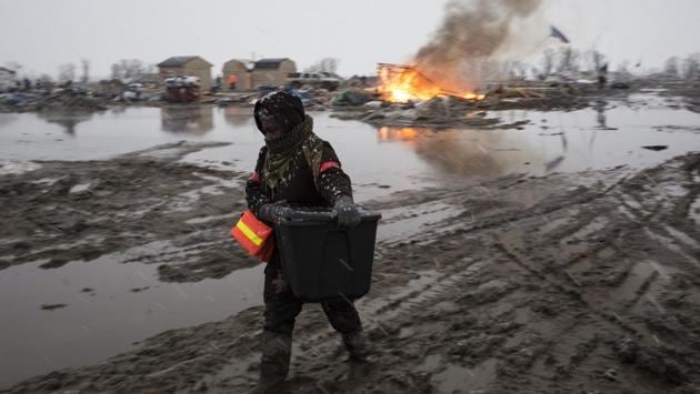 State authorities cited fears of flooding for the governor’s decision last week to order a mandatory evacuation of the site. (Nick Cote/NYT)