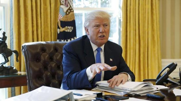 US President Donald Trump being interviewed by Reuters in the Oval Office at the White House in Washington. (Reuters Photo) US President Donald Trump being interviewed by Reuters in the Oval Office at the White House in Washington. (Reuters Photo)