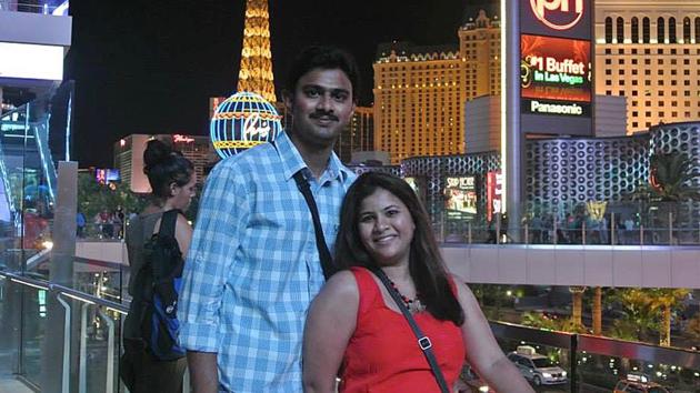 An undated photo shows killed Indian engineer Srinivas Kuchibhotla with his wife Sunayana Dumala in Las Vegas. (AP) An undated photo shows killed Indian engineer Srinivas Kuchibhotla with his wife Sunayana Dumala in Las Vegas. (AP)