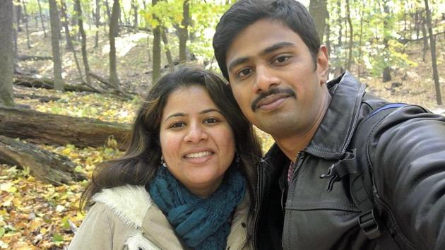 Srinivas Kuchibhotla (right) poses with his wife Sunayana Dumala in Cedar Rapids, Iowa. Kuchibhotla was shot at a bar in Olathe. (AP File) Srinivas Kuchibhotla (right) poses with his wife Sunayana Dumala in Cedar Rapids, Iowa. Kuchibhotla was shot at a bar in Olathe. (AP File)