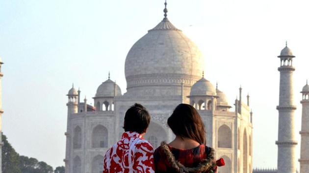 A couple near the Taj Mahal on the eve of Valentine's Day, Agra. (Representative photo) (PTI) A couple near the Taj Mahal on the eve of Valentine's Day, Agra. (Representative photo) (PTI)