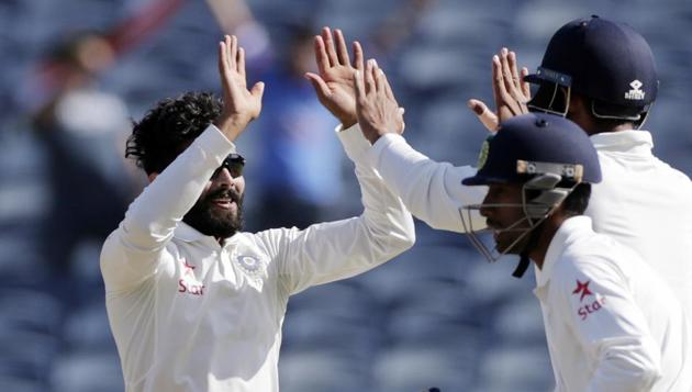 Jadeja picked 3/65 in the second innings but Australia gave India a 441-run target. (AP) Jadeja picked 3/65 in the second innings but Australia gave India a 441-run target. (AP)