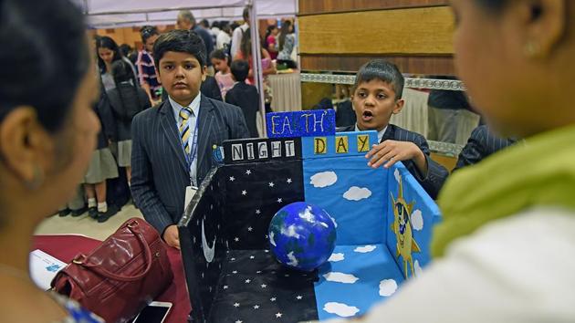 Special programmes for students of various schools at the one-of-its-kind NES Kids Space pavilion was announced (Pratik Chorge/HT PHOTO) 