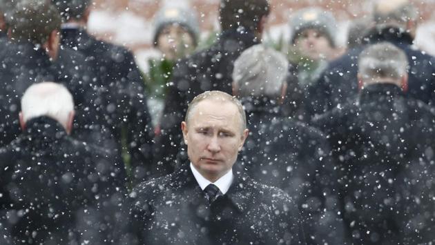 Russian President Vladimir Putin attends a wreath laying ceremony to mark the Defender of the Fatherland Day at the Tomb of the Unknown Soldier by the Kremlin wall in central Moscow, Russia. (Sergei Karpukhin/REUTERS) Russian President Vladimir Putin attends a wreath laying ceremony to mark the Defender of the Fatherland Day at the Tomb of the Unknown Soldier by the Kremlin wall in central Moscow, Russia. (Sergei Karpukhin/REUTERS)