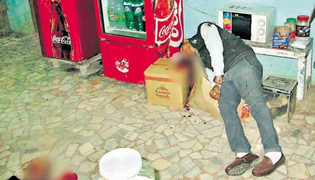 Two gunmen on a motorcycle killed the father-son duo at a congregation centre of the sect at Jagera village near Malaudh on Saturday. (HT Photo) Two gunmen on a motorcycle killed the father-son duo at a congregation centre of the sect at Jagera village near Malaudh on Saturday. (HT Photo)