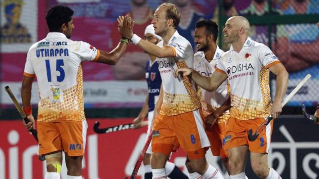 Kalinga Lancers clinched their maiden Hockey India League title after defeating Dabang Mumbai in the final in Chandigarh on SUnday.(HIL)