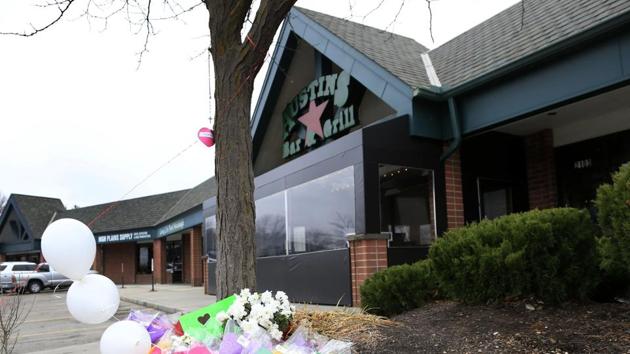 A memorial for Srinivas Kuchibhotla outside Austins Bar and Grill in Olathe, Kansas. (AP) A memorial for Srinivas Kuchibhotla outside Austins Bar and Grill in Olathe, Kansas. (AP)