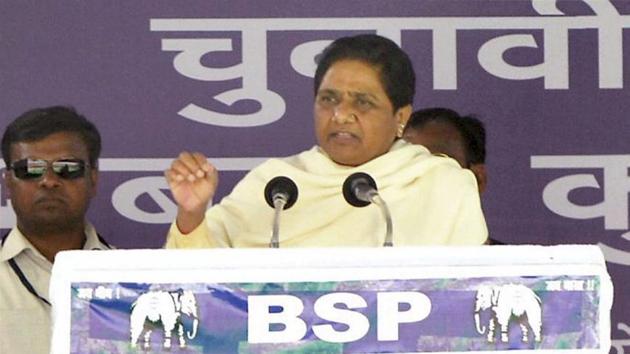 Bahujan Samaj Party supremo Mayawati at an election rally in Deoria district on Saturday.(PTI Photo) Bahujan Samaj Party supremo Mayawati at an election rally in Deoria district on Saturday.(PTI Photo)