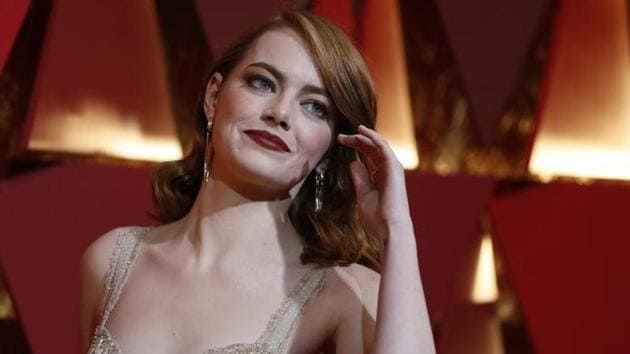 Emma Stone on the red carpet at the 89th Academy Awards at Los Angeles’ Dolby Theatre on Monday. (Reuters)