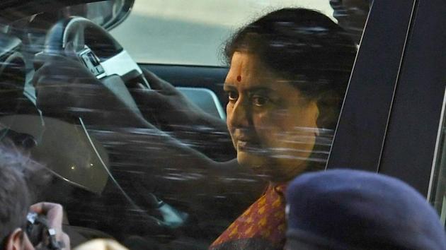 AIADMK general secretary VK Sasikala arrives to surrender at the special court after she was convicted in the DA case, in Bengaluru. (PTI File Photo) AIADMK general secretary VK Sasikala arrives to surrender at the special court after she was convicted in the DA case, in Bengaluru. (PTI File Photo)