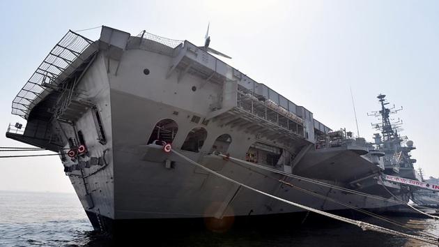 The last of operational duties for INS Viraat came when she was deployed in the International Fleet Review in Viskhakapatnam in February 2016. (Kunal Patil/ht photo) 