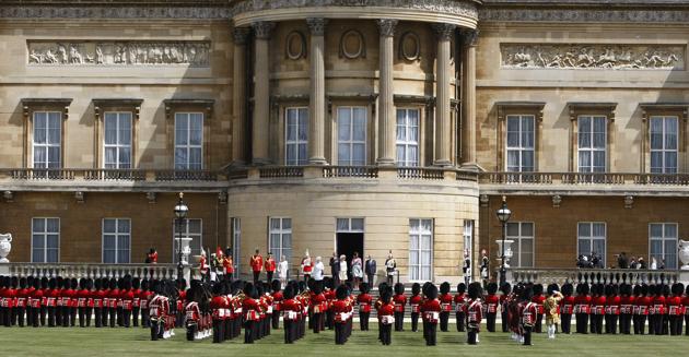 FILE - In this file photo dated Tuesday, May, 24, 2011, Britain's Queen Elizabeth, U.S. President Barack Obama, Camilla Duchess of Cornwall, first lady Michelle Obama and Prince Philip, from centre left at rear, take part in the official welcome ceremony outside Buckingham Palace with an honour guard from the Scots Guards at the start of the president's State Visit in London. (AP) FILE - In this file photo dated Tuesday, May, 24, 2011, Britain's Queen Elizabeth, U.S. President Barack Obama, Camilla Duchess of Cornwall, first lady Michelle Obama and Prince Philip, from centre left at rear, take part in the official welcome ceremony outside Buckingham Palace with an honour guard from the Scots Guards at the start of the president's State Visit in London. (AP)